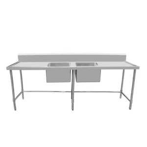 Work Bench - Double Sink with Leg Brace - Center Sink