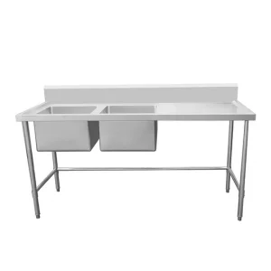 Work Bench - Double Sink with Leg Brace - Left Sink