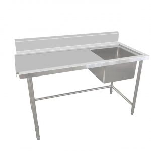 Inlet Bench - Single Sink with Splashback & Leg Brace - LR