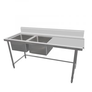 Inlet Bench  - Double Sink with Splashback & Leg Brace - LR