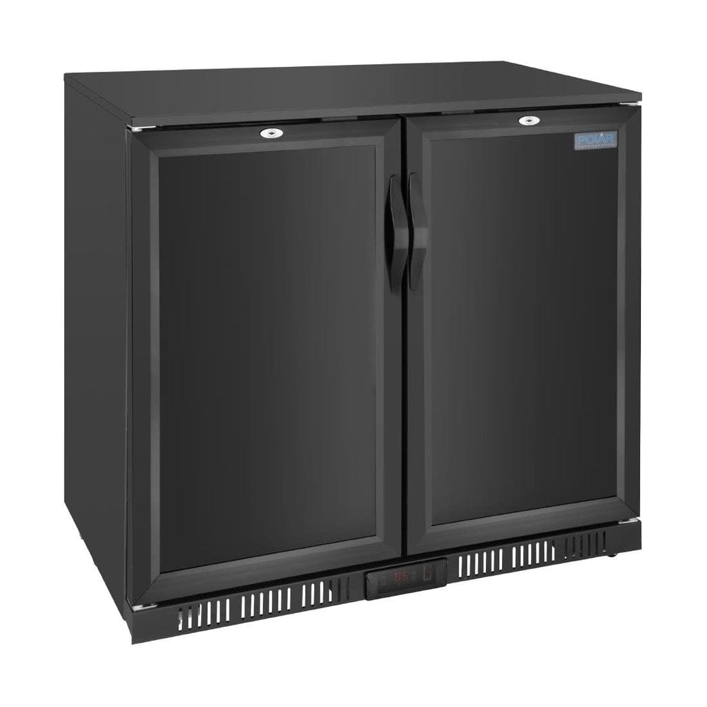 Polar G-Series Back Bar Cooler with Double Solid Hinged Doors Black - 850mm - Image 3
