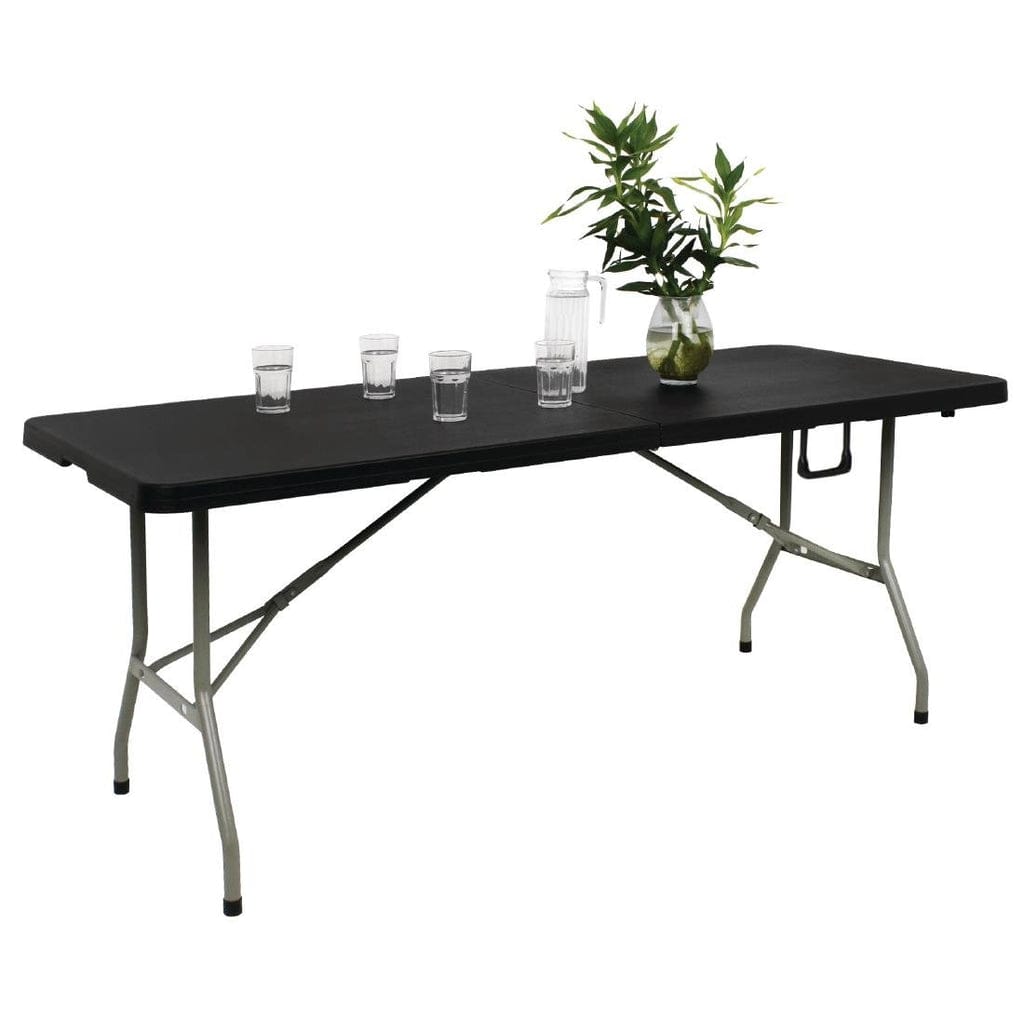 Bolero Centre Folding Black Table - 1.8m Long - Image 3