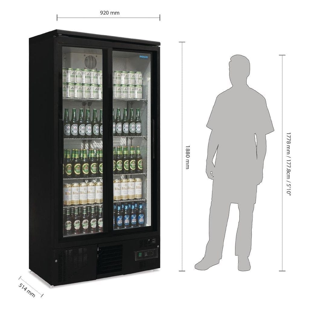 Polar G-Series Upright Back Bar Cooler with Sliding Doors 490Ltr - Image 4