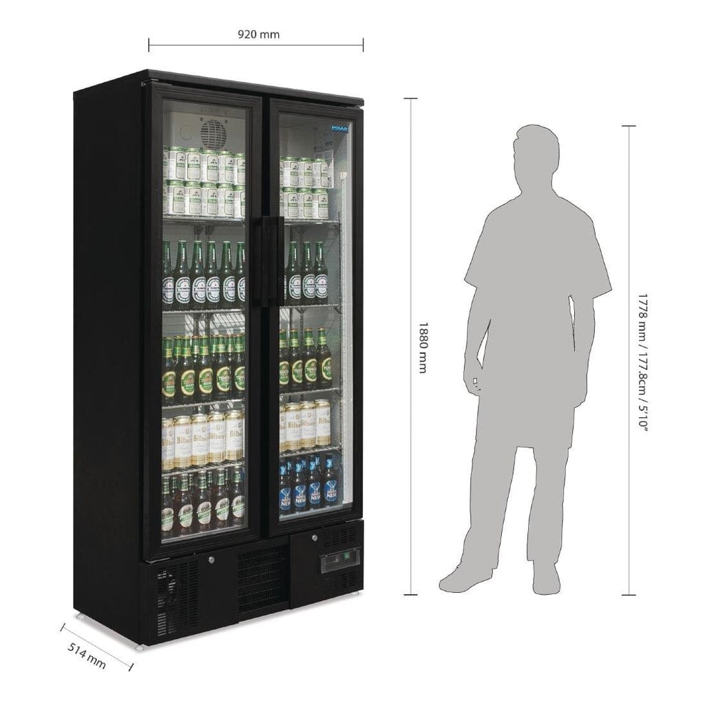 Polar G-Series Upright Back Bar Cooler with Hinged Doors 490Ltr - Image 4