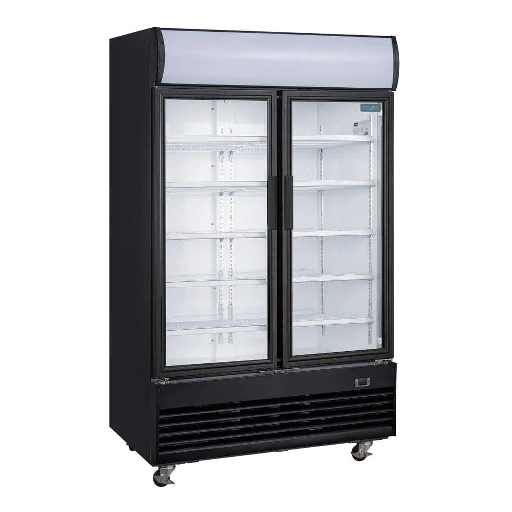 Polar G-Series Upright Display Cooler with Light Box Double Hinged Door - Black - Image 3
