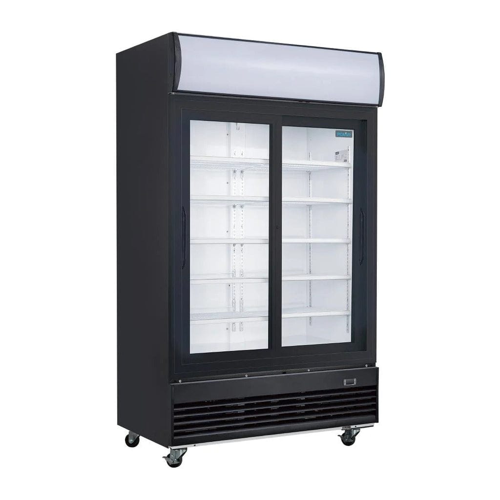 Polar G-Series Upright Display Cooler with Light Box Double Sliding Door - Black - Image 3