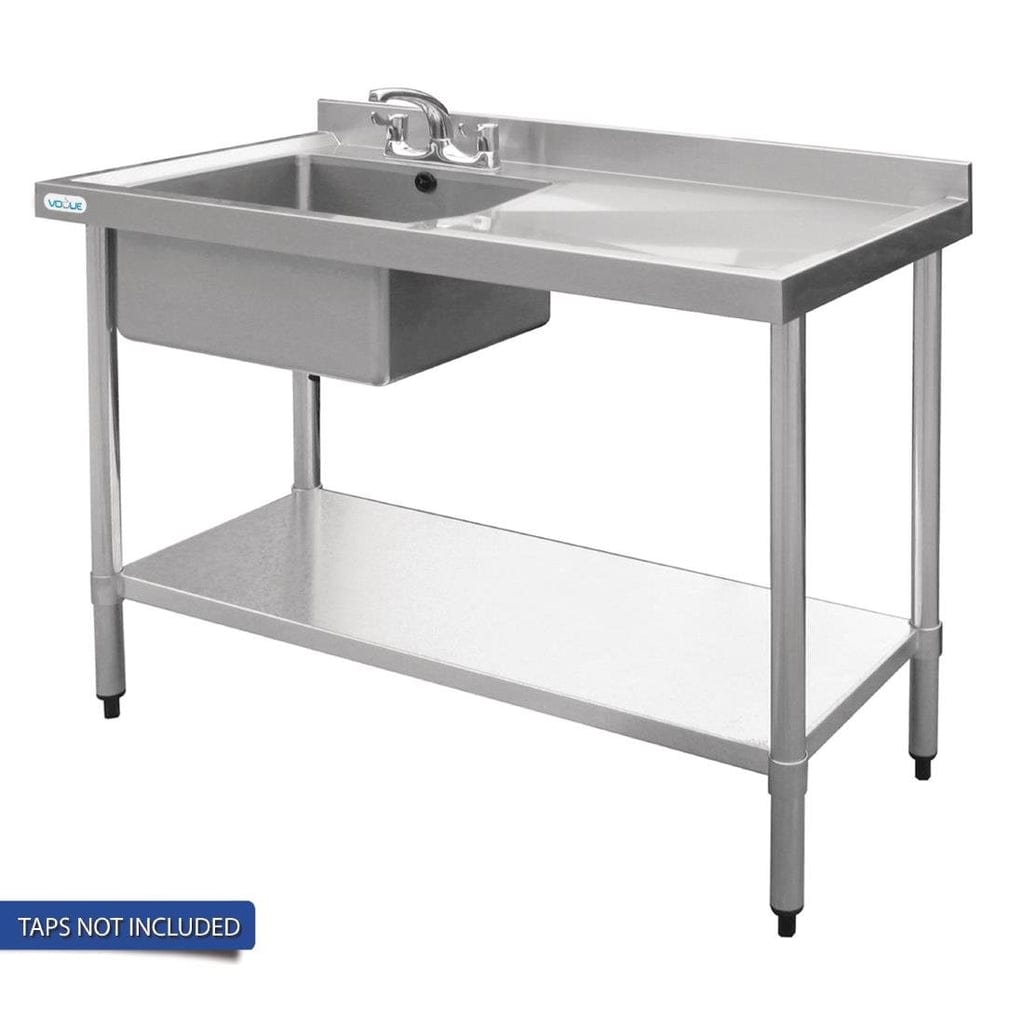 Vogue Single Bowl Sink R/H Drainer - 1200mm x 700mm (90mm Drain) - Image 3