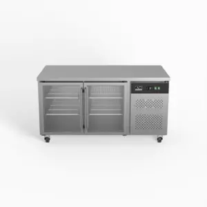 Commercial Two Glass Door Worktop / Under Bench Display Fridge 700mm Depth